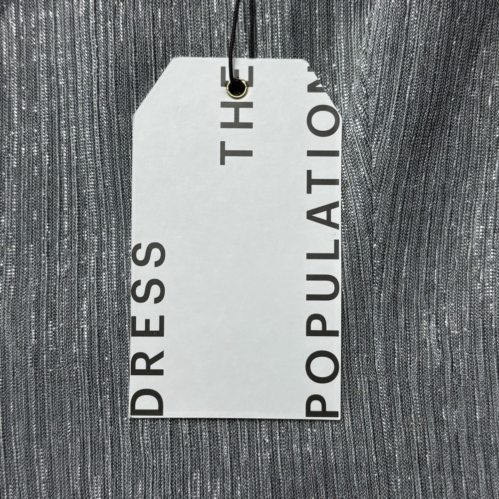 NWT Dress The Population Dream Metallic Tiered Midi Dress Size S Dove Multi - Picture 10 of 13
